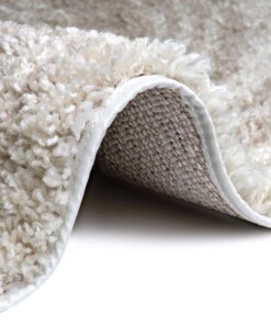 Rond hoogpolig vloerkleed Rian - crème/beige - close up, thumbnail