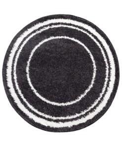 Rond hoogpolig vloerkleed Alfie - zwart/crème - overzicht boven, thumbnail Rond hoogpolig vloerkleed Alfie - zwart/crème - overzicht boven, thumbnail