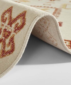 Kelim vloerkleed ruiten Mata - crème/rood - close up, thumbnail
