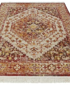 Vintage vloerkleed Samia - rood/multi - overzicht schuin, thumbnail