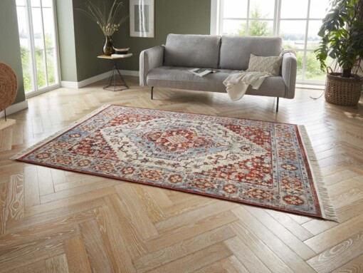 Vintage vloerkleed Samia - blauw/multi - sfeer