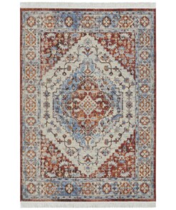 Vintage vloerkleed Samia - blauw/multi - overzicht boven, thumbnail