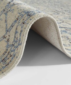 Vintage vloerkleed Miran - blauw/crème - close up, thumbnail