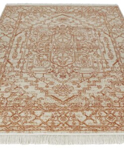 Vintage vloerkleed Miran - roest/crème - overzicht schuin, thumbnail