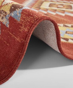 Kelim vloerkleed ruiten Vida - rood/multi - close up, thumbnail Kelim vloerkleed ruiten Vida - rood/multi - close up, thumbnail