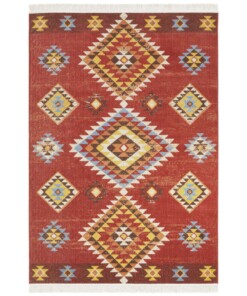 Kelim vloerkleed ruiten Vida - rood/multi - overzicht boven, thumbnail Kelim vloerkleed ruiten Vida - rood/multi - overzicht boven, thumbnail