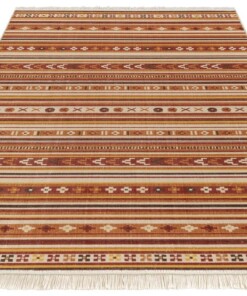 Kelim vloerkleed Milad - oranje/multi - overzicht schuin, thumbnail