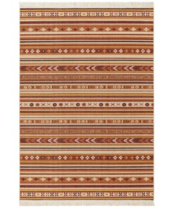 Kelim vloerkleed Milad - oranje/multi - overzicht boven, thumbnail