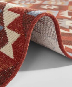 Kelim vloerkleed ruiten Zohra - rood/multi - close up, thumbnail Kelim vloerkleed ruiten Zohra - rood/multi - close up, thumbnail