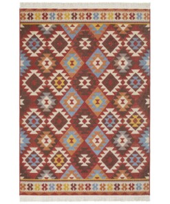 Kelim vloerkleed ruiten Zohra - rood/multi - overzicht boven, thumbnail Kelim vloerkleed ruiten Zohra - rood/multi - overzicht boven, thumbnail