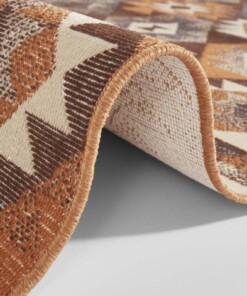 Kelim vloerkleed ruiten Zohra - oranje/multi - close up, thumbnail