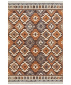 Kelim vloerkleed ruiten Zohra - oranje/multi - overzicht boven, thumbnail