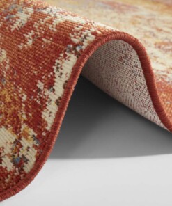 Vintage vloerkleed abstract Robina - rood/oranje - close up, thumbnail