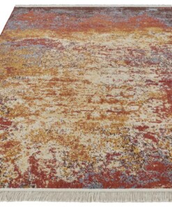 Vintage vloerkleed abstract Robina - rood/oranje - overzicht schuin, thumbnail