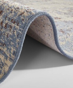 Vintage vloerkleed abstract Robina - blauw/crème - close up, thumbnail Vintage vloerkleed abstract Robina - blauw/crème - close up, thumbnail