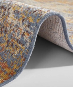 Vintage vloerkleed abstract Robina - goud/blauw - close up, thumbnail