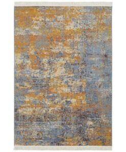 Vintage vloerkleed abstract Robina - goud/blauw - overzicht boven