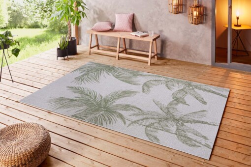 Buitenkleed palm Jaora - grijs/groen - sfeer