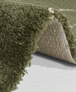 Hoogpolig vloerkleed Thane - olijfgroen - close up, thumbnail Hoogpolig vloerkleed Thane - olijfgroen - close up, thumbnail