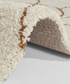 Hoogpolig vloerkleed Thane - crème/bruin - close up, thumbnail Hoogpolig vloerkleed Thane - crème/bruin - close up, thumbnail