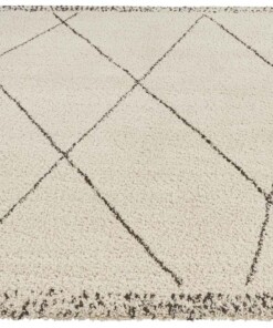 Hoogpolig vloerkleed ruiten Roha - crème/donkerbruin - overzicht schuin, thumbnail