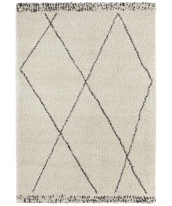 Hoogpolig vloerkleed ruiten Roha - crème/donkerbruin - overzicht boven, thumbnail