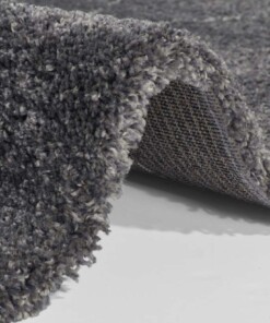 Hoogpolig vloerkleed ruiten Roha - donkergrijs/crème - close up, thumbnail