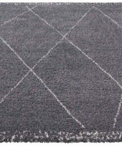 Hoogpolig vloerkleed ruiten Roha - donkergrijs/crème - overzicht schuin, thumbnail