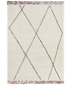 Hoogpolig vloerkleed ruiten Roha - crème/rood - overzicht boven, thumbnail