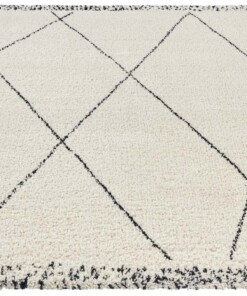 Hoogpolig vloerkleed ruiten Roha - crème/zwart - overzicht schuin, thumbnail Hoogpolig vloerkleed ruiten Roha - crème/zwart - overzicht schuin, thumbnail