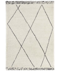 Hoogpolig vloerkleed ruiten Roha - crème/zwart - overzicht boven, thumbnail Hoogpolig vloerkleed ruiten Roha - crème/zwart - overzicht boven, thumbnail