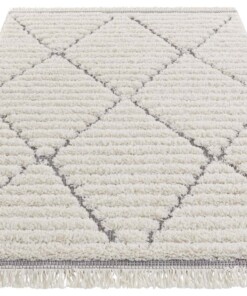 Hoogpolig designer vloerkleed 3D Fulani - crème/grijs - overzicht schuin, thumbnail Hoogpolig designer vloerkleed 3D Fulani - crème/grijs - overzicht schuin, thumbnail