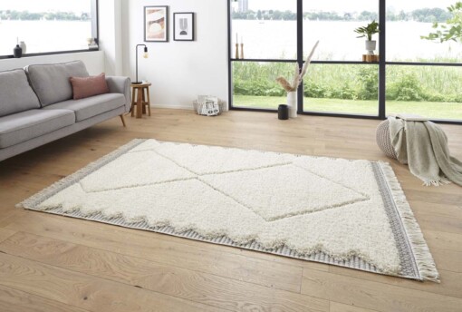 Hoogpolig designer vloerkleed 3D Ciret - crème/grijs - sfeer