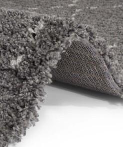 Hoogpolig vloerkleed ruiten Basay - donkergrijs/crème - close up, thumbnail Hoogpolig vloerkleed ruiten Basay - donkergrijs/crème - close up, thumbnail