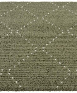 Hoogpolig vloerkleed ruiten Basay - olijfgroen/crème - overzicht schuin, thumbnail Hoogpolig vloerkleed ruiten Basay - olijfgroen/crème - overzicht schuin, thumbnail