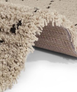 Hoogpolig vloerkleed ruiten Basay - beige/zwart - close up, thumbnail Hoogpolig vloerkleed ruiten Basay - beige/zwart - close up, thumbnail