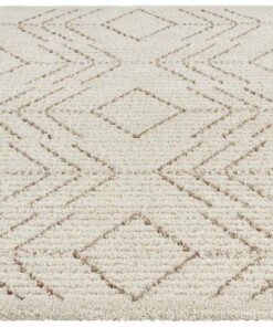 Hoogpolig vloerkleed Toboso - crème/bruin - overzicht schuin, thumbnail