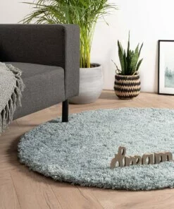 Rond hoogpolig vloerkleed - Cozy Shaggy - lichtblauw - sfeer