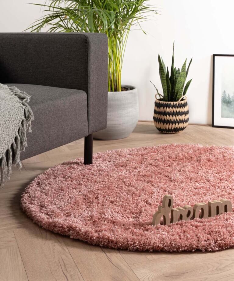 Hoogpolig Tapijt Shaggy Woonkamer Modern Effen Roze - Fluffy Vloerkleed 200x280 Cm
