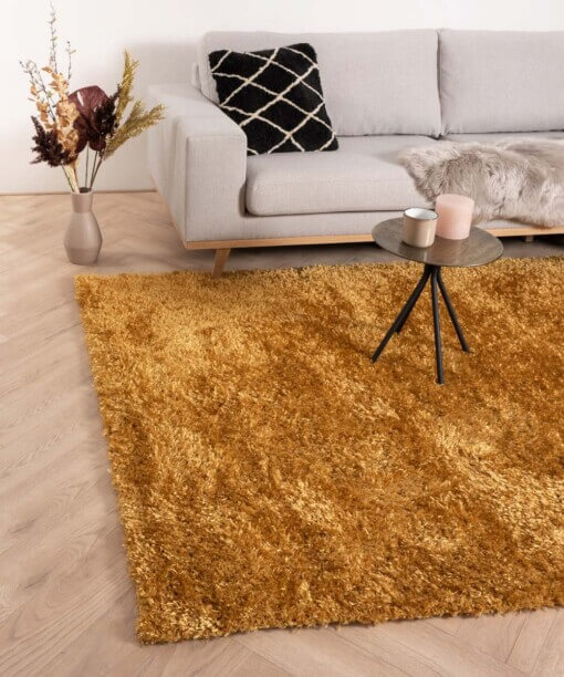 Hoogpolig vloerkleed velours Posh - goud - sfeer