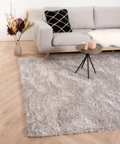 Hoogpolig vloerkleed velours Posh - lichtzilver - sfeer