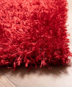 Hoogpolig vloerkleed velours Posh - rood - close up hoek, thumbnail