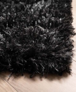 Hoogpolig vloerkleed velours Posh - antraciet - close up hoek, thumbnail