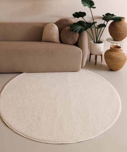 Rond vloerkleed Fine - ivoor