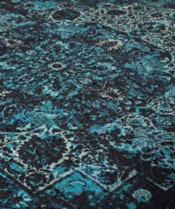 Rond vintage vloerkleed Ancient Azure No.1 - close up materiaal