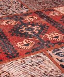 Rond patchwork vloerkleed Ancient Rusty Red No.6 - close up materiaal