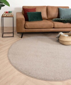 Rond vloerkleed Fine - beige - sfeer