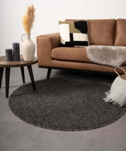 Rond vloerkleed Lush - antraciet - sfeer