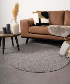 Rond vloerkleed Lush - grijs - sfeer