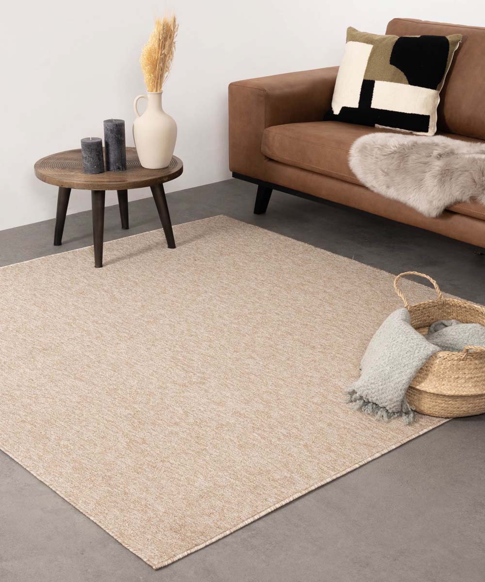 Vorm van het schip wiel pion Vierkant vloerkleed Lush - beige | Tapeso